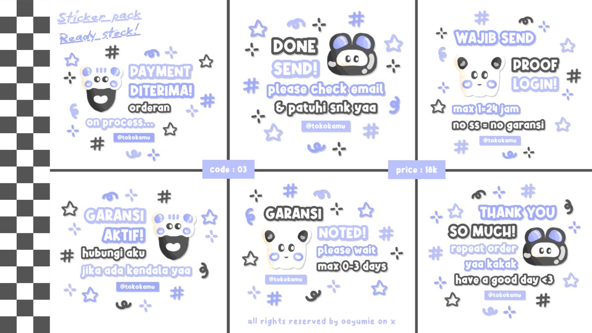 ooyumie's tweet photo. help repost please, thank u : 🍀 ! 

halooo, aku kembali membawa rs sticker pack yang bisa ditake dengan price tertera. sudaa free retext for all spess ba juga yaps, lesgooo cek alt for more n ketuk dm ku jika berminat iaw : 🌟 ! 

#zonauang
https://t.co/2QQaDtXzmX