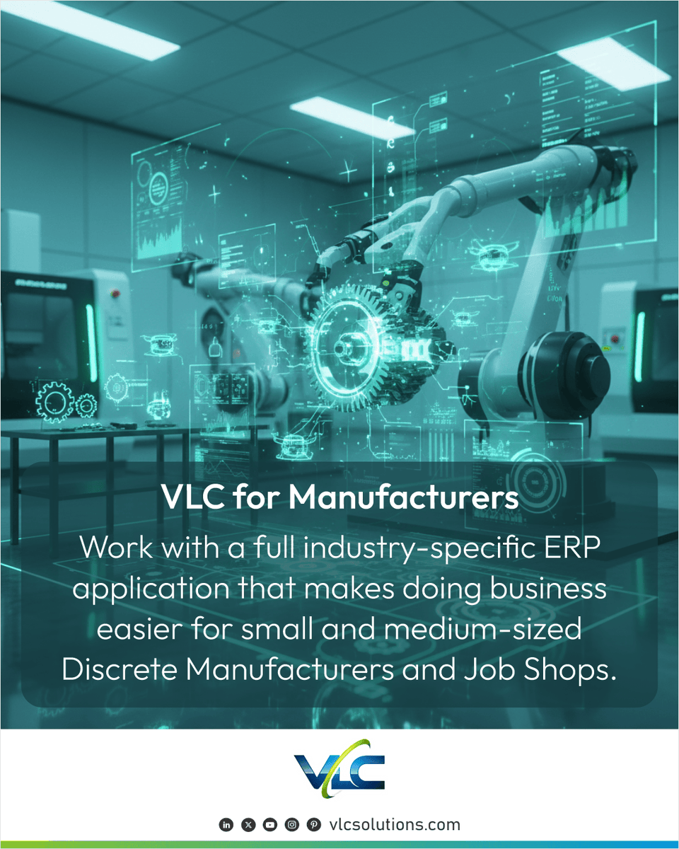 vlcsolutions's tweet image. VLC offers a tailored ERP for manufacturers, enabling streamlined production, inventory, and order management with real-time operational visibility.
vlcsolutions.com/microsoft-dyna…
#ERP #ManufacturingERP #BusinessCentral #Dynamics365 #ManufacturingSoftware #ERPSystem