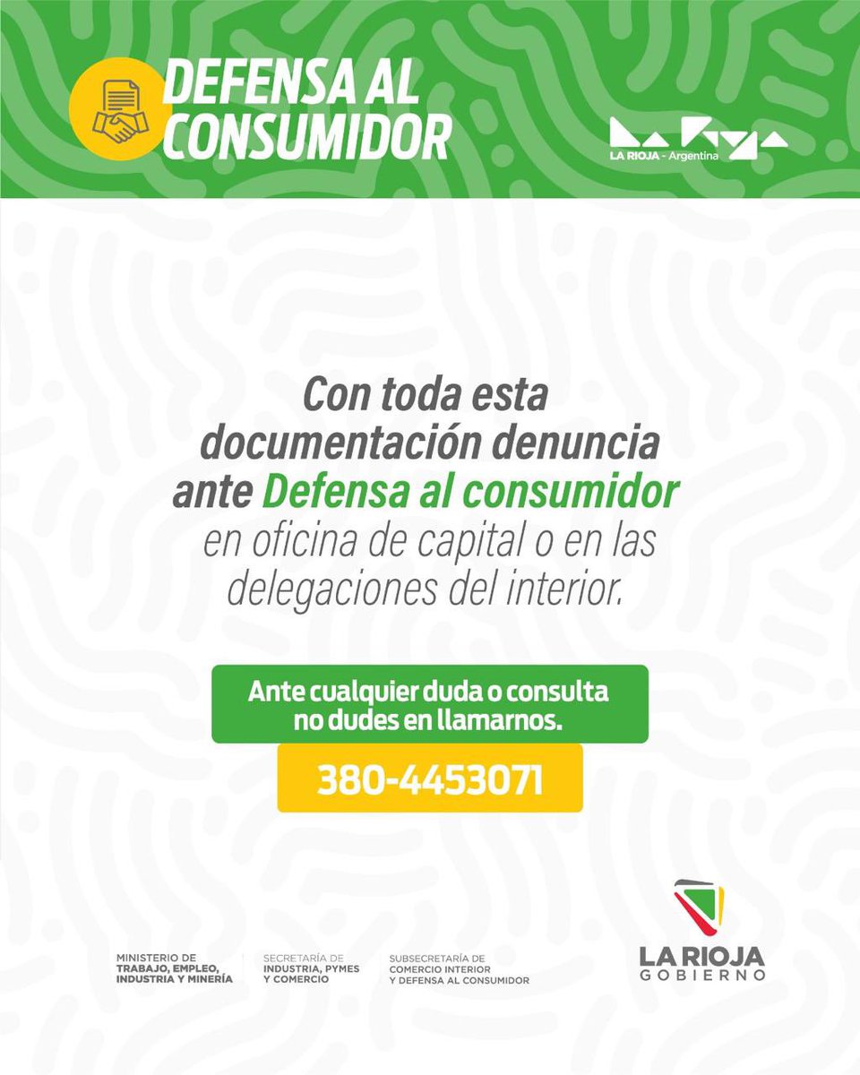 Si fuiste víctima de ciberdelito, y vulneraron la seguridad de tus cuentas, billeteras virtuales o tarjetas de créditos, podés denunciar. 🛡️💻

Si tenés dudas o consultas, comunicate con nosotros:👇🏻

📲 380-4453071
✉️ defensadelconsumidor@larioja.gob.ar