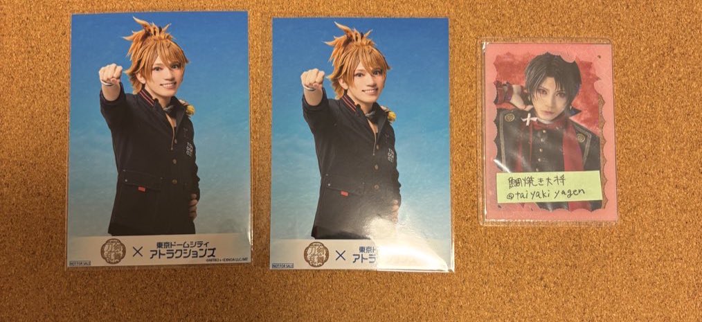 taiyakiyagen's tweet image. 【交換／譲渡】刀ミュ 十周年 乱舞博覧会 特典
東京ドームシティ コラボフード ブロマイド

譲→浦島2

求→加州、山姥切国広
または1枚600円(+送料)

浦島1枚には光の加減で見える初期傷があります
その他見落としあるかもしれませんので、初期傷気にされない方

↓続