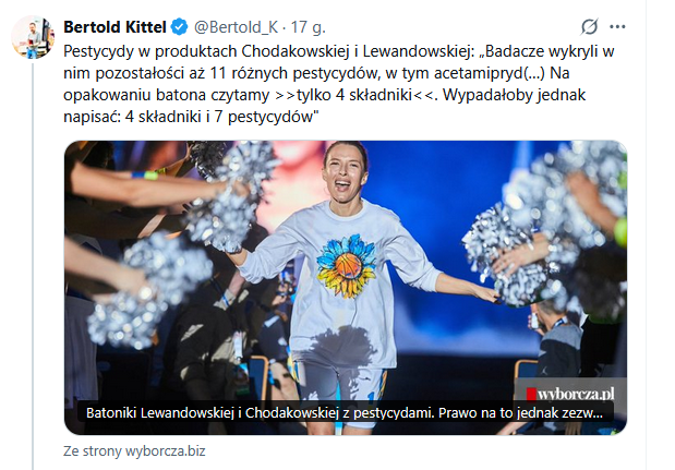 Pani celebrytka od przysiadów wrzuciła na fb reklamę swoich batoników. Zapytałam o to 👇 i w 5 minut zostałam zablokowana.  Wszyscy tacy sami: podziwiać kupować, dużo kupować, nie zadawać pytań, nie krytykować, nie przeszkadzać. Jak przeszkadzasz - wypiedalać!