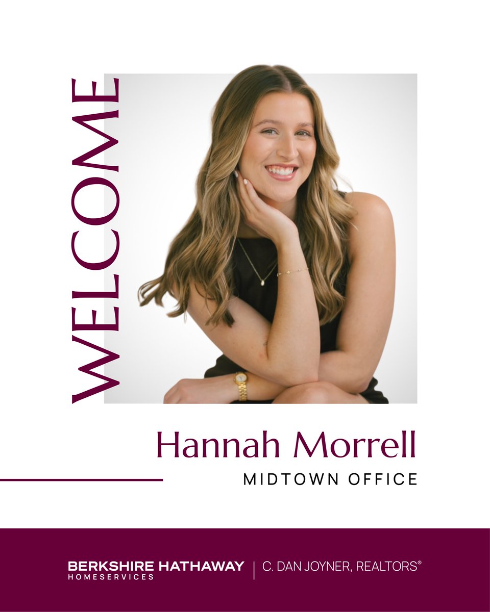 BHHSCDanJoyner's tweet image. Join us in welcoming Hannah Morrell to our Midtown office! 👏 Connect with Hannah. ⬇️  ow.ly/Zxv750XkA27

#YourHomesBestFriend #CDJFeelsLikeHome #LocalRealtor #GreenvilleSC #MidtownOffice