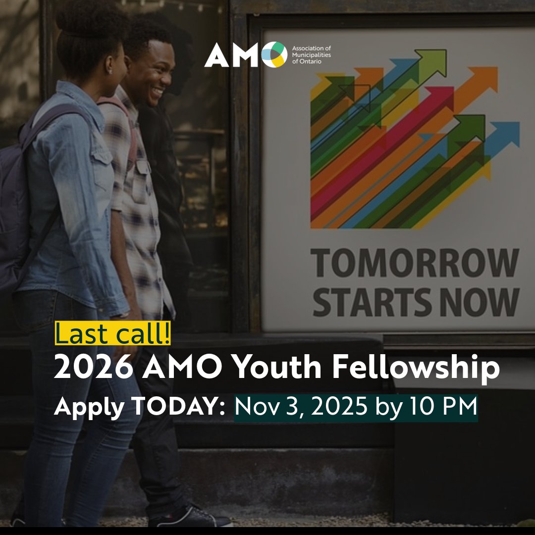 The 2026 Youth Fellowship application deadline is 10 pm tonight!

Last chance to throw your hat in the ring for this great opportunity.

More info and application details can be found here: amo.on.ca/sites/default/…