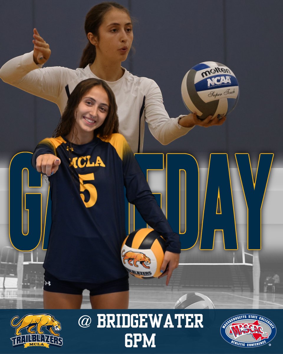 MATCH DAY!
Volleyball is on the road, traveling to Bridgewater State to take on the Bears today at 6 p.m.

Video: athletics.mcla.edu/links/j1wpid
Live Stats: athletics.mcla.edu/sports/wvball/…