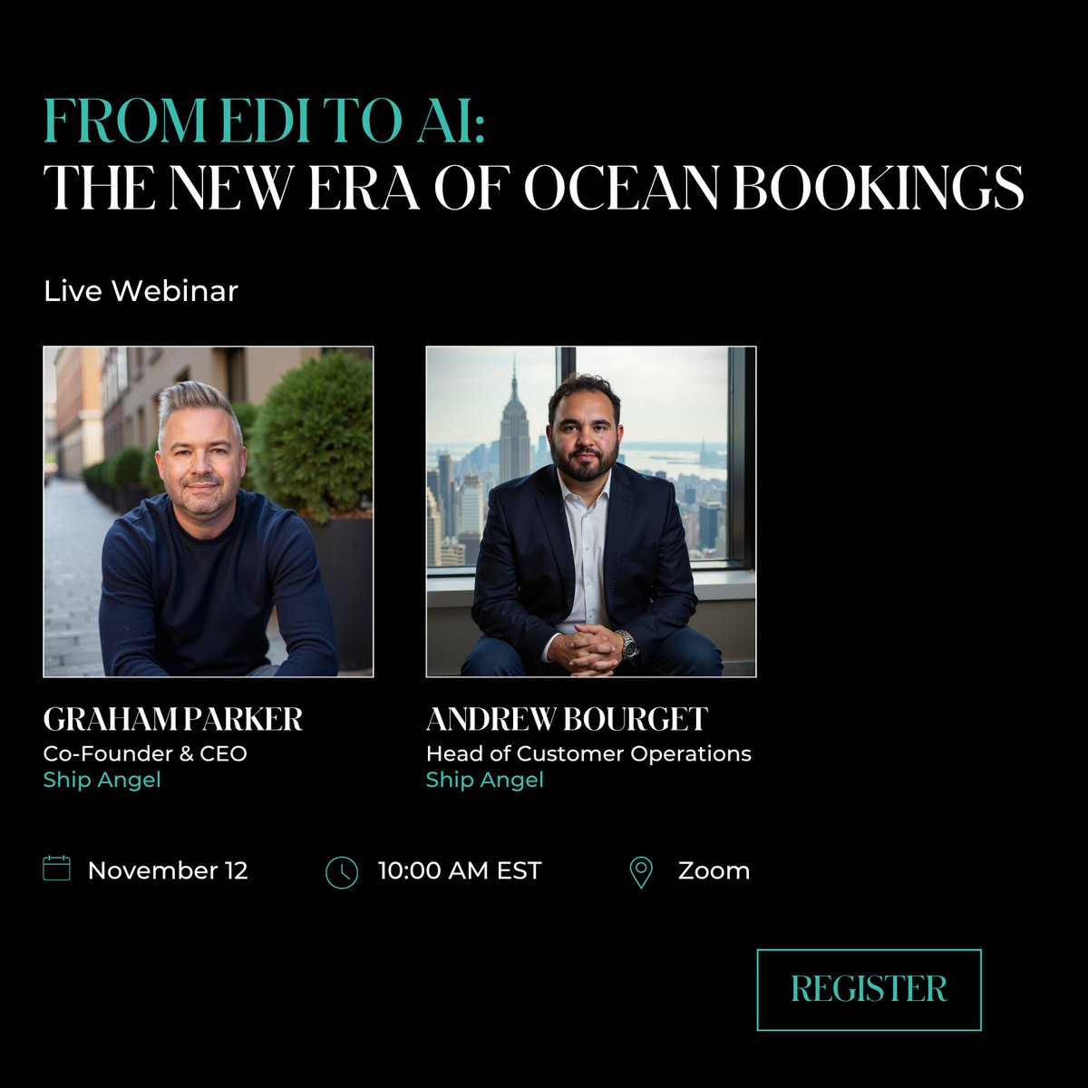 Still booking freight through EDI or email? There’s a better way.

On Nov 12, we’ll show how AI is reshaping the ocean booking process - faster, smarter, and fully connected.

Hosted by Graham Parker and Andrew Bourget.
Reserve your spot 👇
eu1.hubs.ly/H0pjnKL0