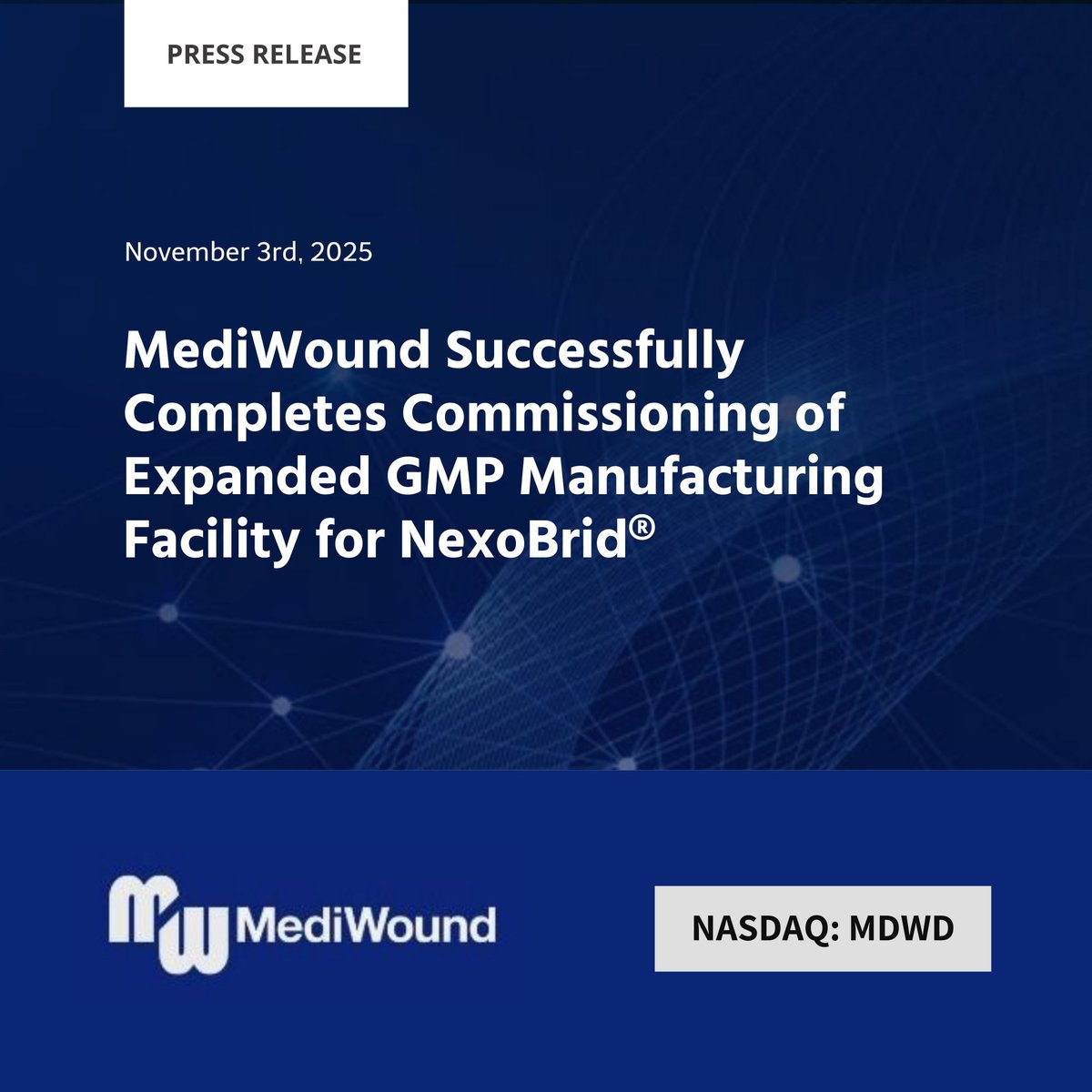 MediWound's tweet photo. $MDWD MediWound Successfully Completes Commissioning of Expanded GMP Manufacturing Facility for NexoBrid®

Read the full press release here: https://t.co/6H0X7CHFjN https://t.co/PwZjjG7Mcf