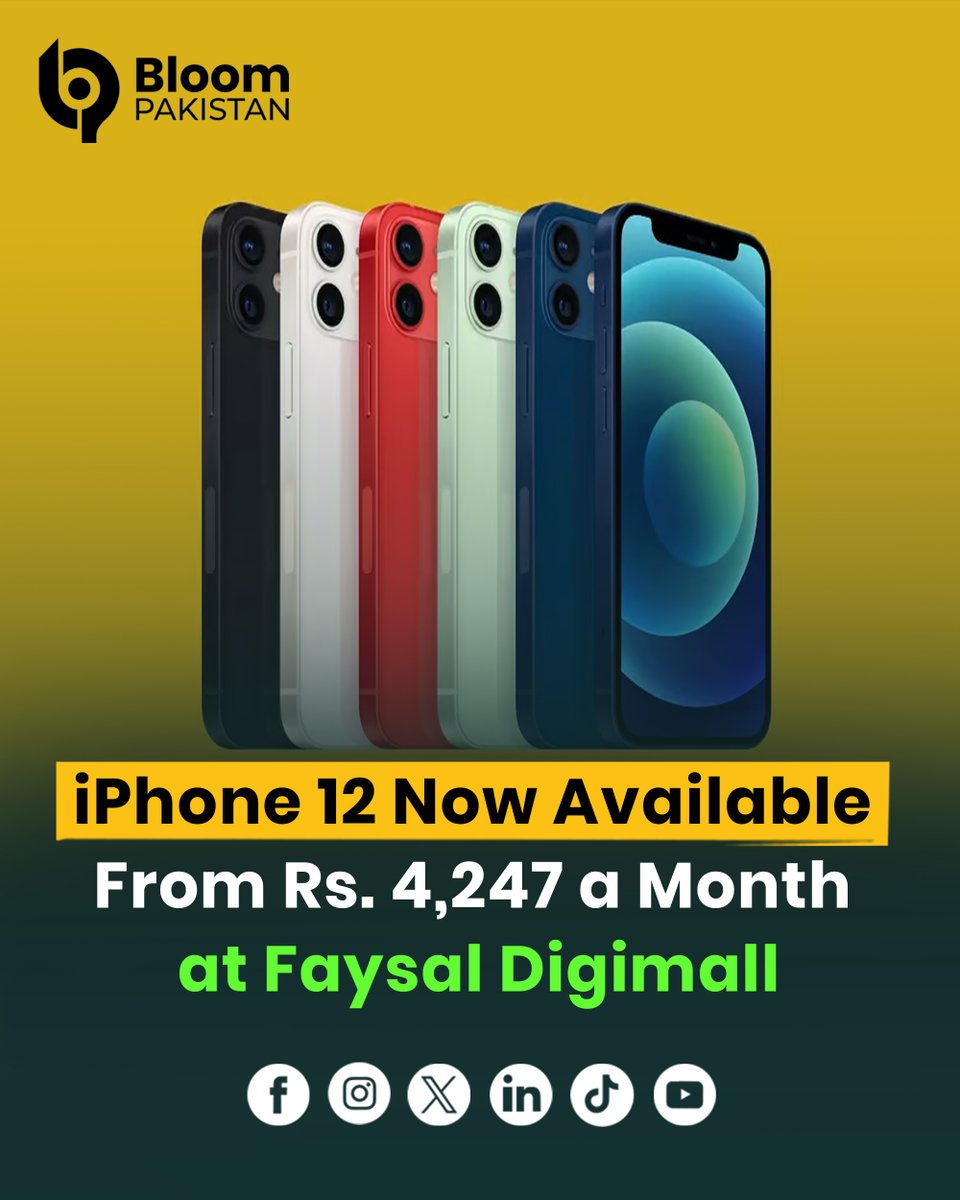 bloom_pakistan's tweet image. Get the iPhone 12 (128GB &amp;amp; 256GB) at unbeatable prices with 0% profit for 3 months — only at Faysal Digimall.

Read More: bloompakistan.com/iphone-12-now-…

#FaysalDigimall #iPhone12 #TechDeals