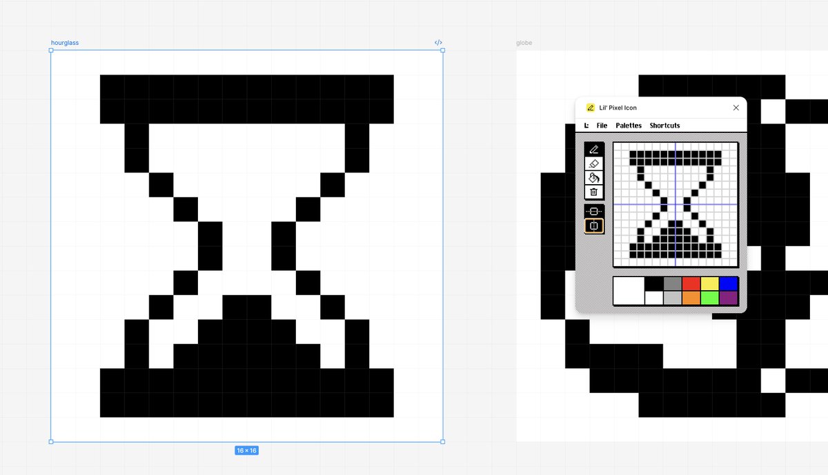 Designing a few pixel icons for Dock, and it’s kinda nice to use my own Lil’ plugin → fig.page/lil-pixel-icon 💅

Also makes me want to add a few more features... 🥲