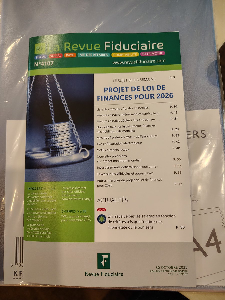 Bonne lecture du #FH PLF2025! Feuillet Hebdomadaire <a href="/groupeRF/">Groupe Revue Fiduciaire</a> #