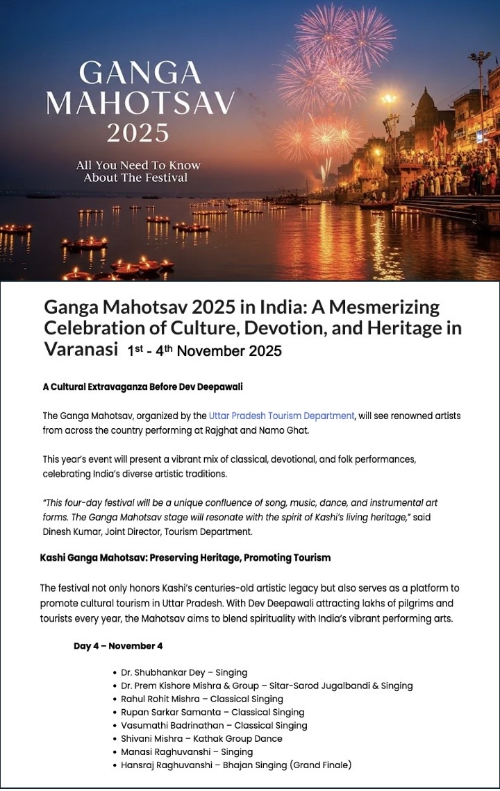 vasumathi_b's tweet photo. Delighted to be performing Carnatic music on the banks of the Ganga, as part of the 𝐆𝐚𝐧𝐠𝐚 𝐌𝐚𝐡𝐨𝐭𝐬𝐚𝐯 𝟐𝟎𝟐𝟓 Varanasi. Do join me for my concert at 𝐑𝐚𝐣𝐠𝐡𝐚𝐭 on 𝐍𝐨𝐯𝐞𝐦𝐛𝐞𝐫 𝟒, 𝟐𝟎𝟐𝟓 𝐚𝐭 𝟕:𝟑𝟎 𝐩
#gangamahotsav #varanasi__kashi_banaras #carnaticmusic https://t.co/vvV90O43u9