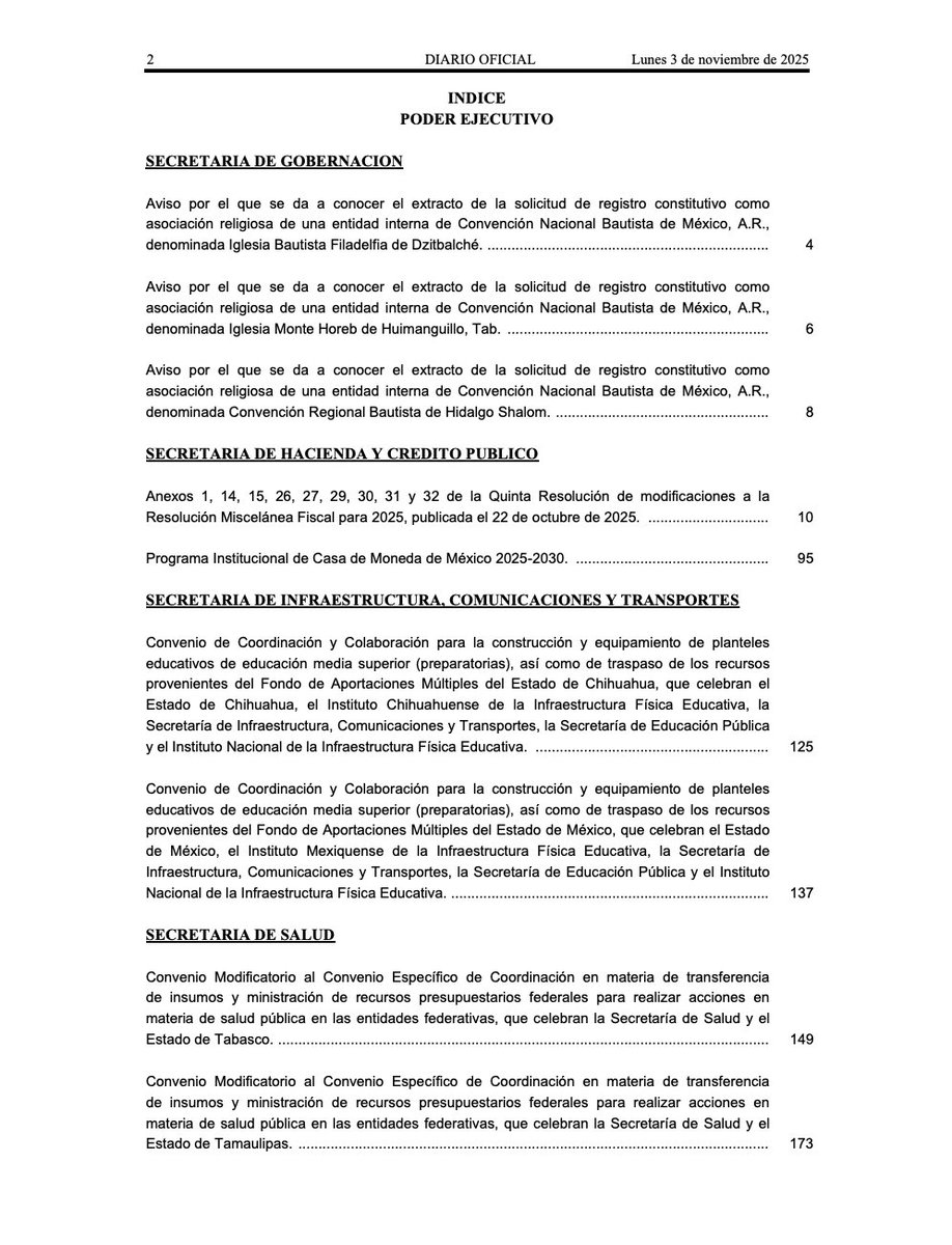 OJN_SEGOB's tweet photo. 📜 Diario Oficial de la Federación @DOF_SEGOB
03-11-2025 Edición Matutina
👉 https://t.co/kUqYvzVVU4
@SEGOB_mx 
.
.
. 
#DOF #México
#03DeNoviembreDe2025   
#OrdenJurídicoNacional
#OJN https://t.co/O3IvOaPa9h