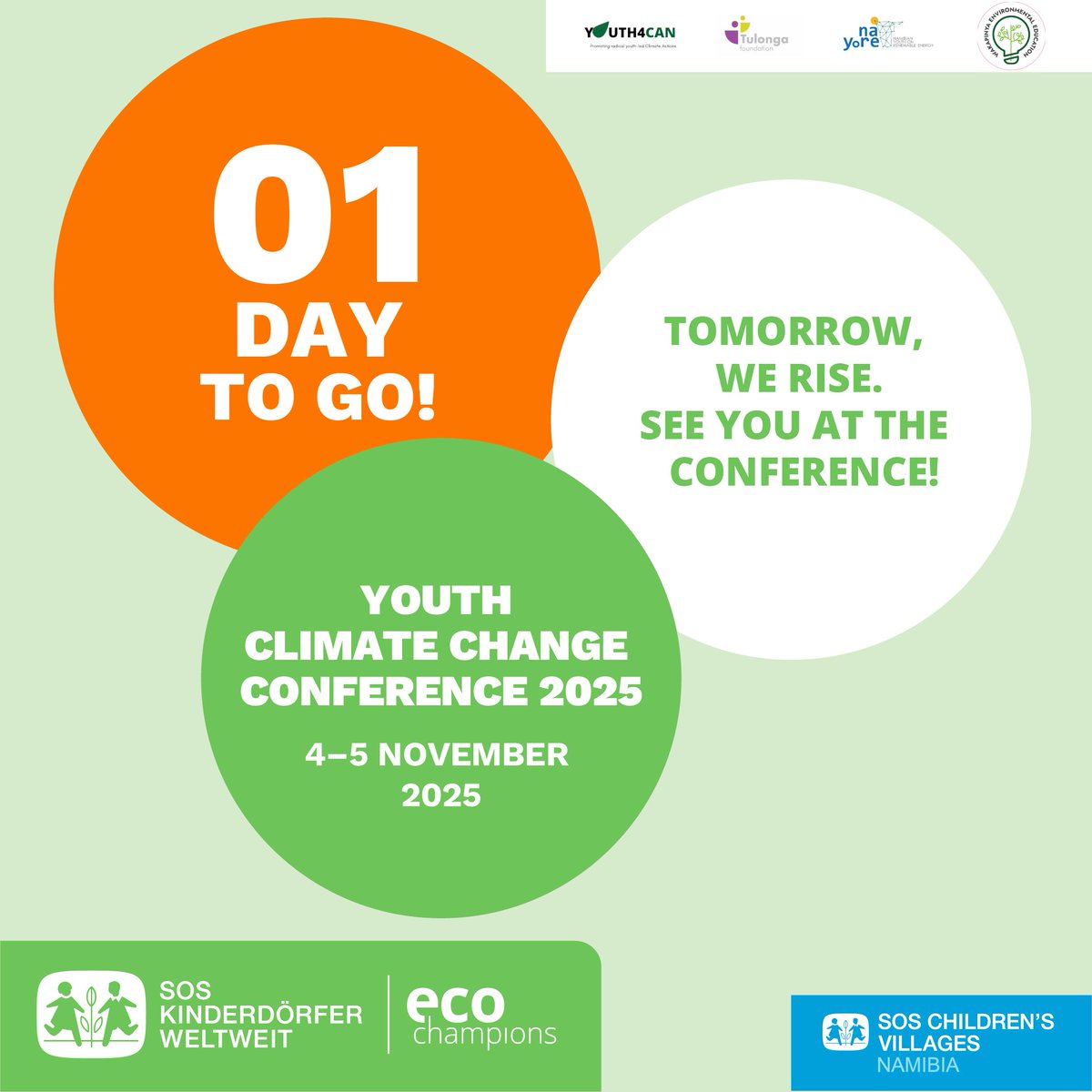 Only 1 day to go!
Get ready to turn your ideas into action at the Youth Climate Change Conference 2025 📷
4–5 November 2025
Let’s shape a sustainable future together!