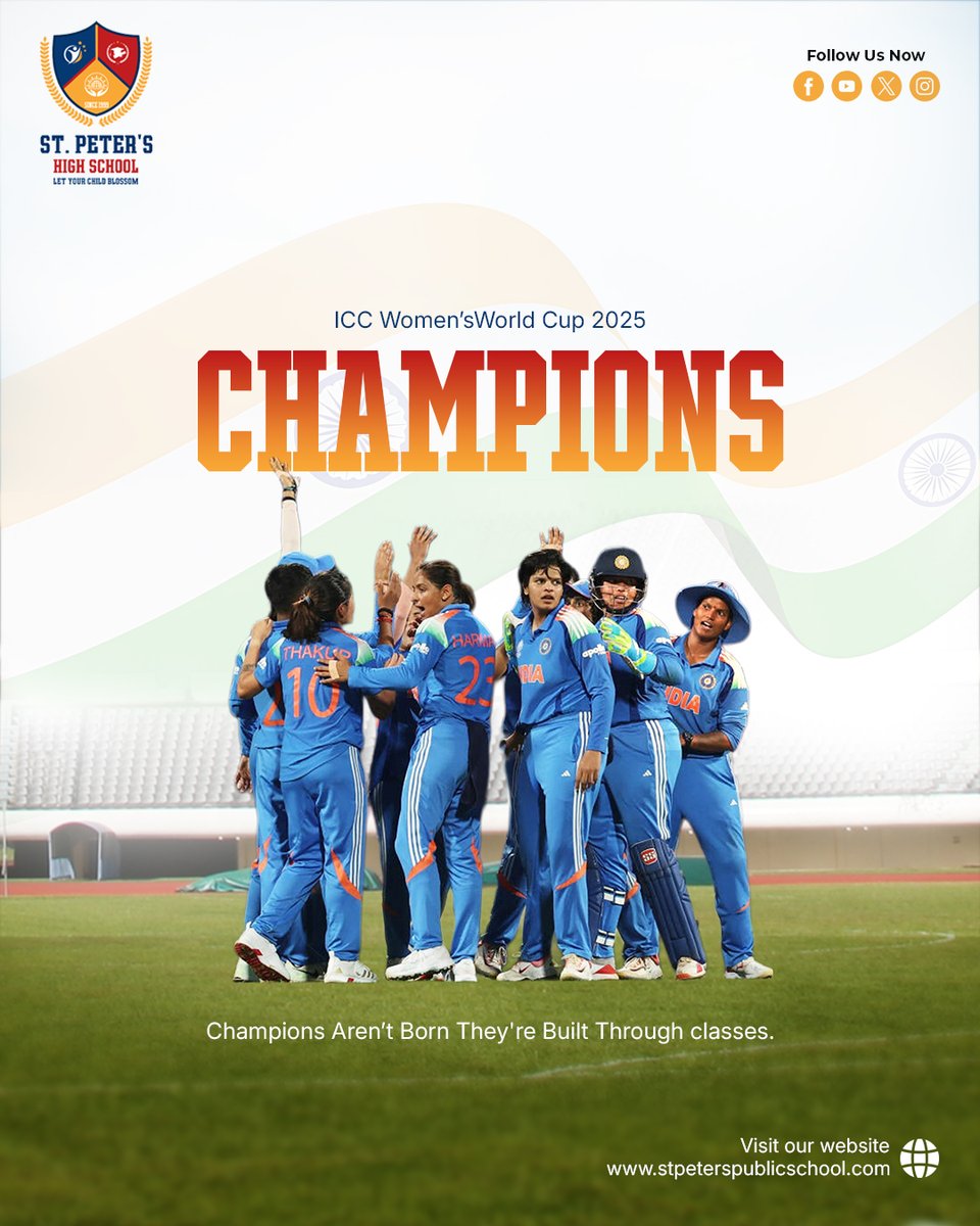 Champions aren’t born on the field — they’re built in classrooms.

Here’s to every student, teacher, and dream that powers India’s next victory. 🇮🇳📚

#indiacricket #champions #INDvSA #CWC2025 #HistoryCreated #CricketWorldCup #womensworldcup2025 #TeamIndia #ICCWomensWorldCup2025