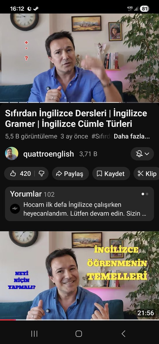 kadirpurde's tweet image. Uğur Bütün Hoca İngilizce kanalı açmış. Çok hoş bir üslupla, sade sade, kadem kademe anlatıyor.
Kesinlikle takip edilmeli.

youtu.be/b3L9ae-9BNQ?si…