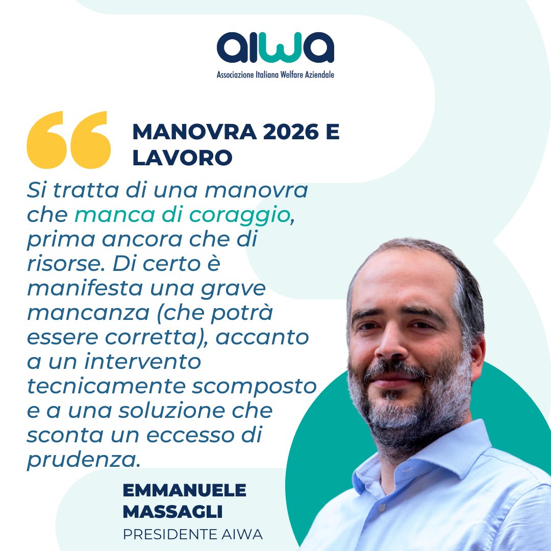 ⚠️#Manovra2026 e lavoro: il commento di <a href="/EMassagli/">Emmanuele Massagli</a> su luci e ombre👇🏼

🧐Alcuni temi non convincono:
🔴Assenza rifinanziamento legge #partecipazione dei lavoratori 
🔴Incentivi per Rinnovo #CCNL 
🔴Abbassamento aliquota #PremidiProduttività

Qui l'analisi👇🏼aiwa.it/2025/10/manovr…