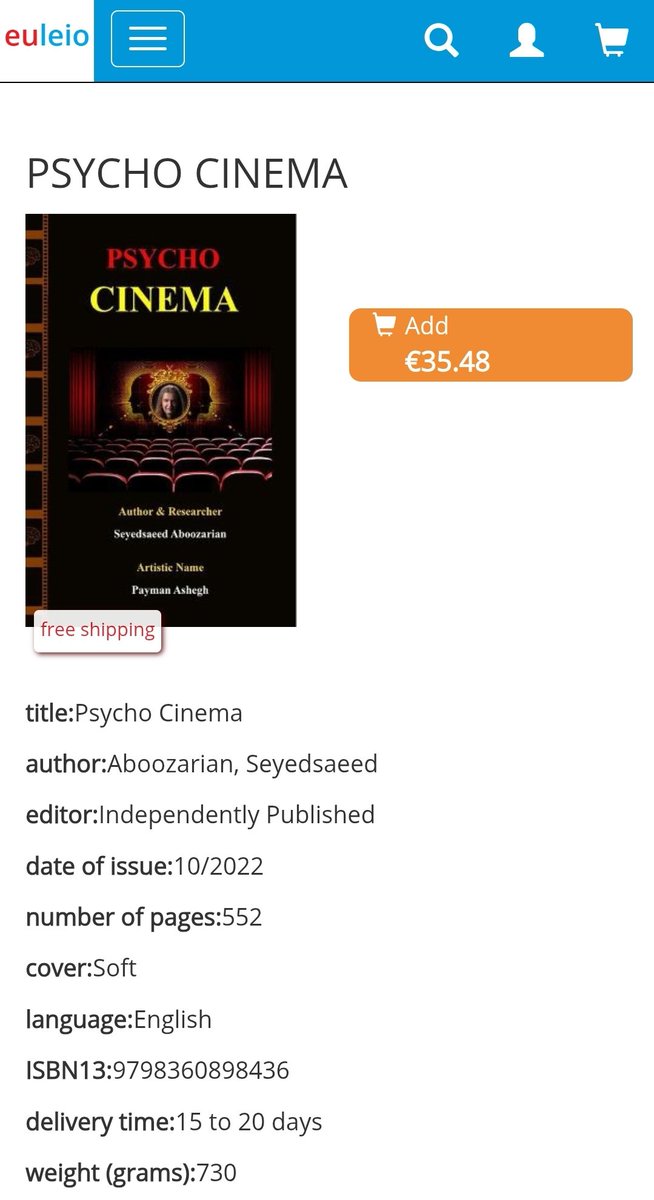 PAYMANASHEGH's tweet photo. Psycho Cinema book published in Portugal https://t.co/XDDRb7Kims