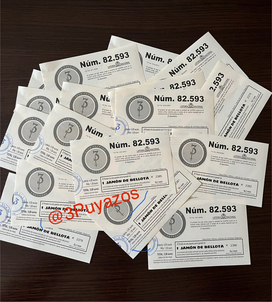 DISPONIBLE LOTERÍA DE NAVIDAD 2025

Para adquirirla contacta con cualquiera de nuestros socios o escríbenos por privado.

💶 Precio papeleta: 5️⃣€

Con cada papeleta entras en el sorteo de un jamón de bellota.

Envío a domicilio mínimo 10 papeletas