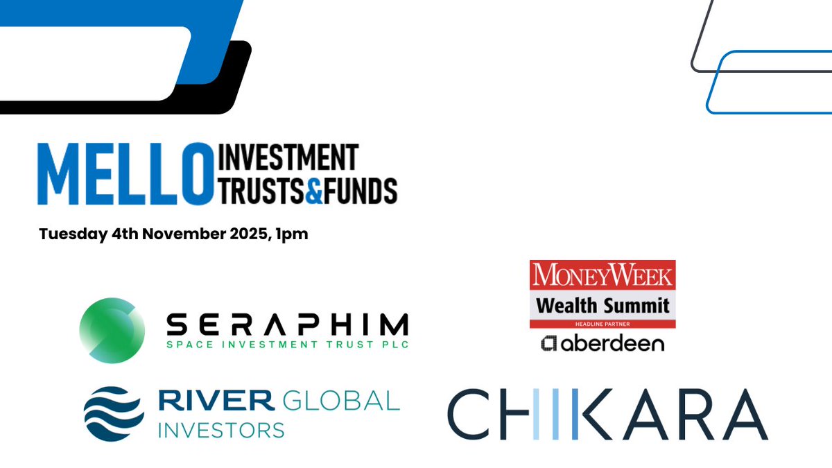 MelloEventsUK's tweet image. Fantastic line up of investment companies for our November #MELLO investment trust &amp;amp; funds webinar tomorrow: 

Webinar schedule:
1:00pm River UK Micro Cap
1:30pm Seraphim Space
2:00pm CC Japan Income &amp;amp; Growth Trust 
2:30pm MWWS

Free registration via our website