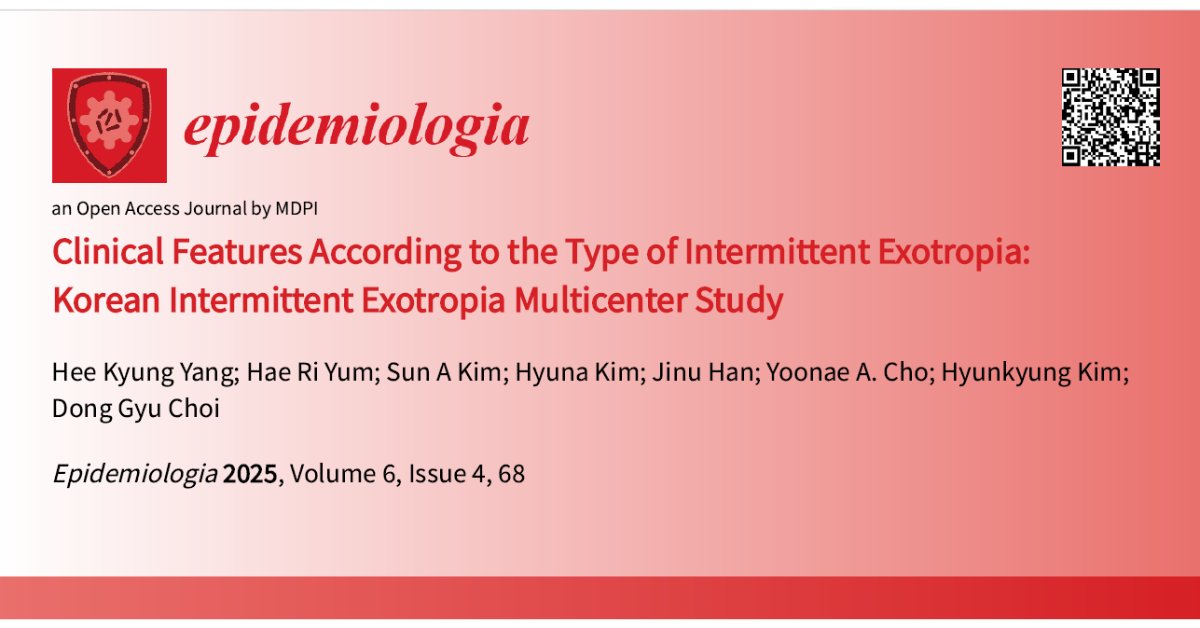 EpidemiologiaO's tweet image. 🎈New publication is available for free reading.

Clinical Features According to the Type of Intermittent #Exotropia: Korean Intermittent Exotropia #MulticenterStudy

🖋️Hee Kyung Yang et al.

🔗brnw.ch/21wX9SZ

#Epidemiology #OpenAccess