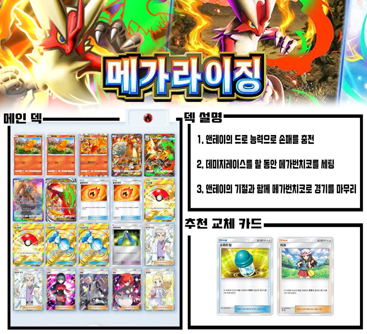 youtu.be/idC57VSBZLM

이번 덱은 불 타입 메가번치코 입니다

앤테이 특성을 이용하여 안정적인 번치코 세팅

데미지레이스를 하면서 앤테이가 기절 했을 경우

메가번치코로 마무리 경기를 이어 갑니다.

#ポケポケ #ポケポケデッキ紹介 #PokemonTCGPocket #포켓몬카드게임포켓