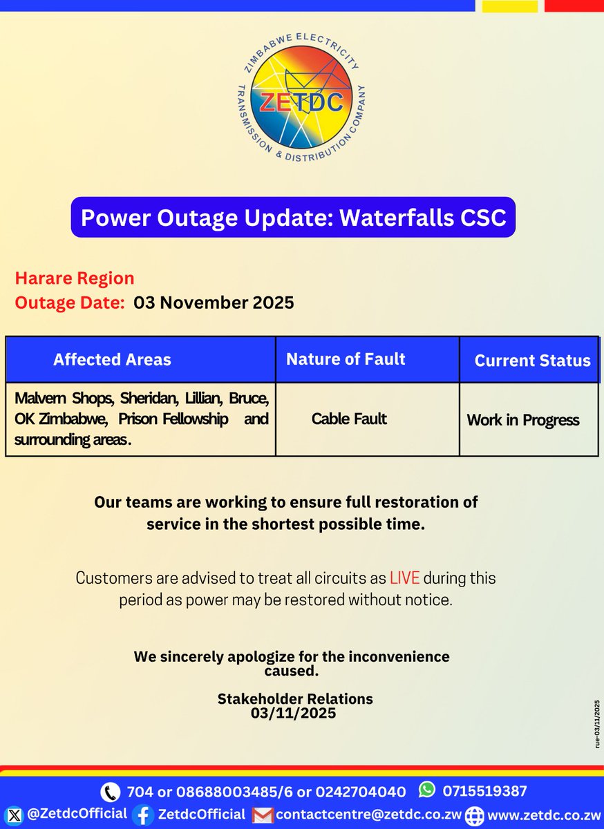 AsterXe_dex's tweet image. #PowerOutageUpdate
#HarareRegion
#WaterfallsCSC