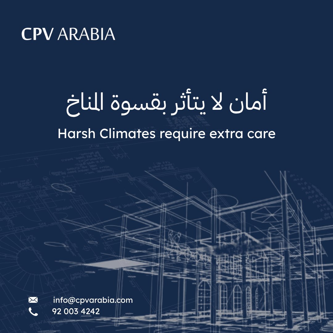CPVARABIA's tweet photo. المناخ الحار والرطوبة العالية يسببان تمددًا وتشققًا في المواد الإنشائية.
في بعض المناطق تتجاوز درجات الحرارة 45°C، مما يزيد الضغط على الخرسانة والأنظمة الميكانيكية.
الفحص الدوري في هذه الظروف ليس خيارًا… بل ضرورة.

Extreme heat and humidity in Saudi Arabia cause expansion, cracking, and in construction materials.
With temperatures often exceeding 45°C, concrete and mechanical systems face intense strain.
Regular inspection in such conditions isn’t optional - it’s essential.

For more info
info@cpvarabia.com | 920034242
#CPVARABIA #SmartInspection