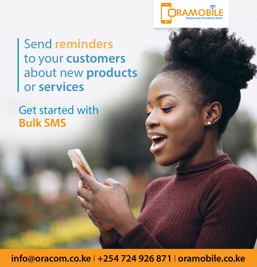 With Oramobile, we reach our customers in one click  reliable, fast, and affordable. We love hearing from happy clients. Share your experience today!
+254 724 926 871
 oramobile.co.ke

#BulkSmsWithOramobile #BulkSmsWithOramobile SafaricomPopoteUlipo For 25 Naivasha The US
