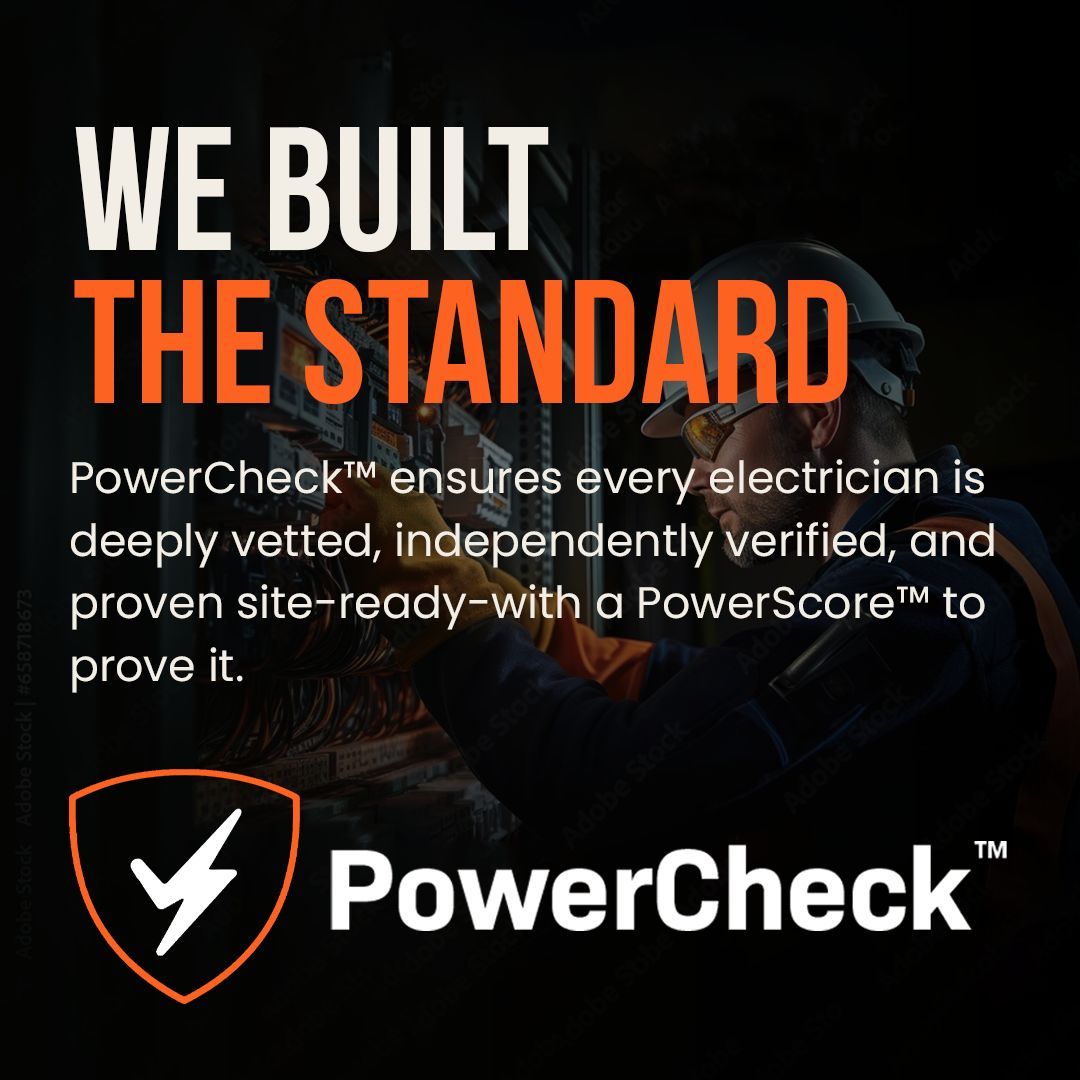 TRIFECTAjobs's tweet image. We didn’t meet the standard.
We built it. ⚡
PowerCheck™ verifies every electrician—with a PowerScore™ to prove it.
#PowerCheck #MissionCritical #TRIFECTA #Electricians #Energy