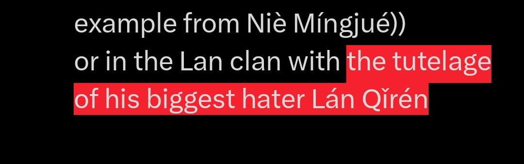 Sol59171031's tweet photo. @lotusprides what about all the ff where WWY was adopted by others and he got a "better" family, full of hatred for Yunmeng?
"he will be better off under the tutelage of the Niè seagull" as it is VERY obvious that JC is taking an example from Niè Míngjué))
or in the Lan clan with the tutelage https://t.co/C6uX0hMMSs