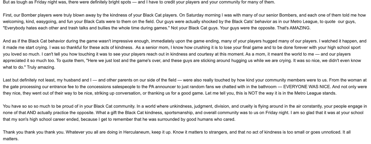 JoeFWillis's tweet photo. Nothing is better than starting my Monday with an email that makes me proud to be a Blackcat!!! Being a good person hurts no one, costs nothing, and is noticed by many.@DrClintFreeman @dix_stephanie @BlackcatUpdates @BlackcatMatt @HHSBlackcats @HerkyFootball https://t.co/YFVWxJcmN7
