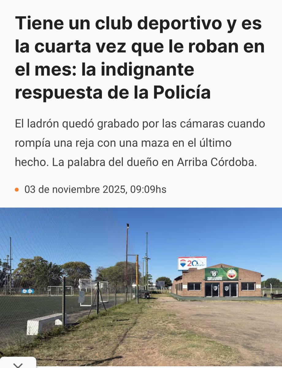 El dueño de un club deportivo contó que es la cuarta vez que le roban en un mes. 

La policía dijo que no puede entrar con los móviles porque se los rompen. 

Esa frase resume 26 años de peronismo en Córdoba: el miedo cambió de lado.