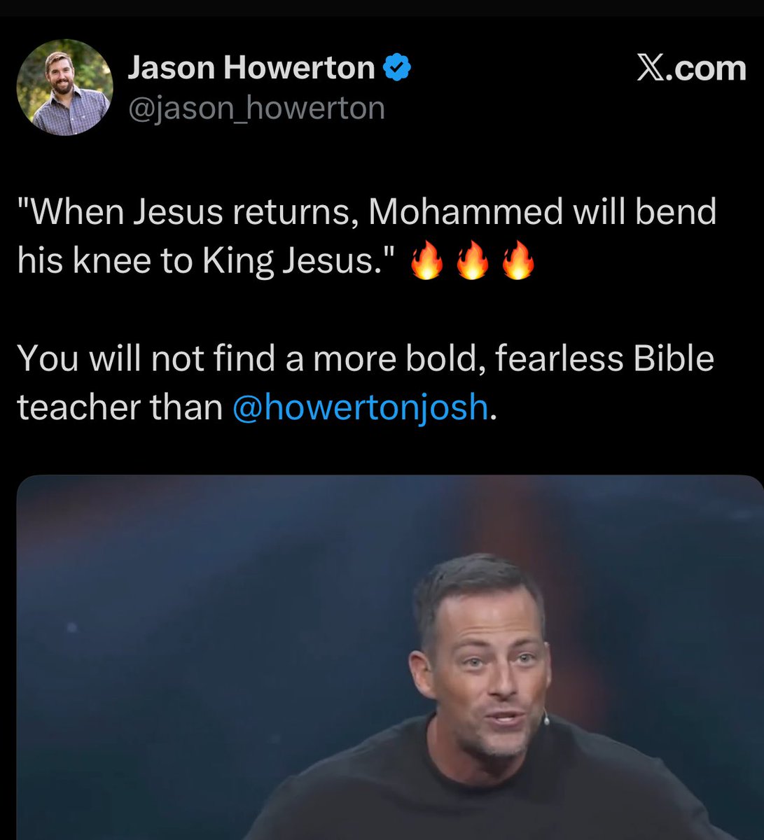 Howerton says some solid things when he’s on target.

But he’s still egalitarian. He had Beth Moore preach in his pulpit. This summer, he did one of those “At the Movies” series. He’ll block people who question him on this stuff. Praying he sharpens up on these things.