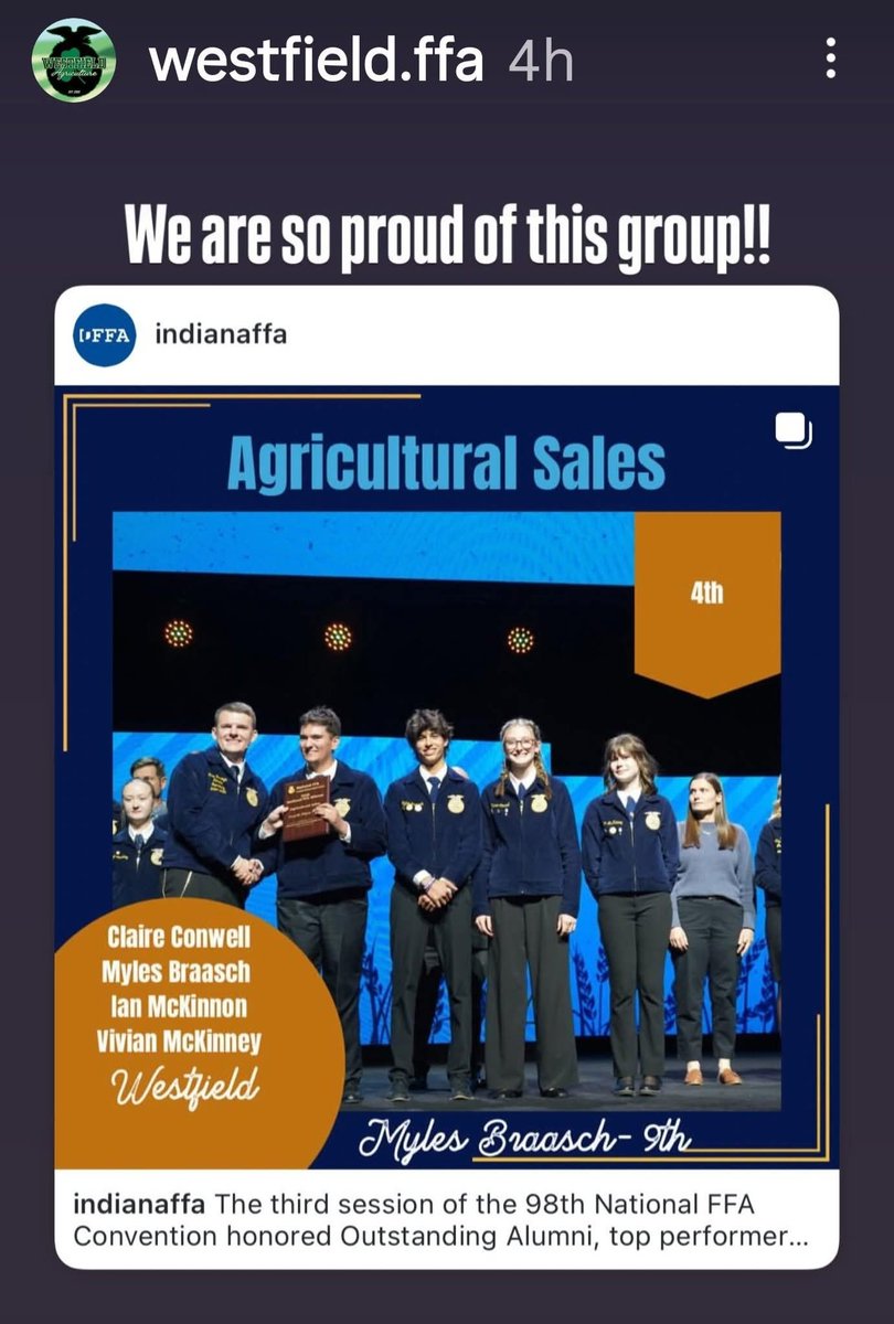 Mr. Kaufman was recently awarded a Foundation grant to help with travel expenses for FFA, allowing our students to attend the FFA National Convention in downtown Indianapolis this past week.

Their hard work paid off — the Ag Sales team finished 4th in the Nation! 🌾💚