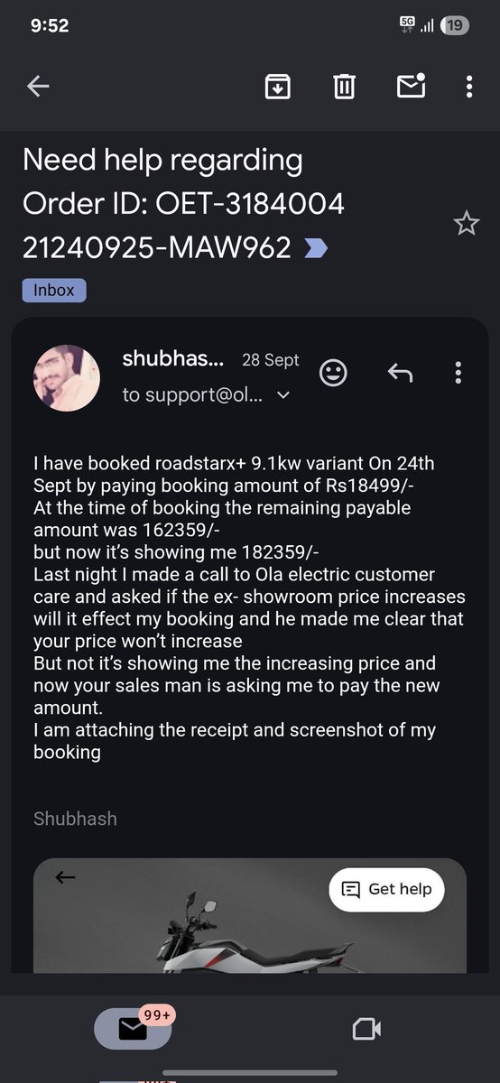 shubhashjangid's tweet photo. @OlaElectric @bhash @actionmediahere @jagograhakjago @MORTHIndia @mnreindia
shameful,ridiculous even after more then a month no one is responding,there's no one in ola to take responsibilities and provide solution
Shameless
Never wondered this experience with #OlaElectric
#Ola https://t.co/1QPUcHoRTX