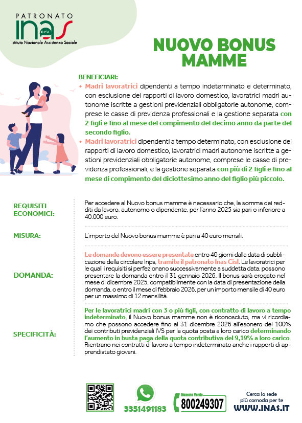 InasCisl's tweet image. 𝗟𝗼 𝘀𝗮𝗶 𝗰𝗵𝗲 𝗲̀ 𝗽𝗼𝘀𝘀𝗶𝗯𝗶𝗹𝗲 𝗳𝗮𝗿𝗲 𝗱𝗼𝗺𝗮𝗻𝗱𝗮 𝗽𝗲𝗿 𝗶𝗹 𝗡𝘂𝗼𝘃𝗼 𝗕𝗼𝗻𝘂𝘀 𝗠𝗮𝗺𝗺𝗲? Corri a fare domanda da noi! 👉 inas.it/trova-sede/