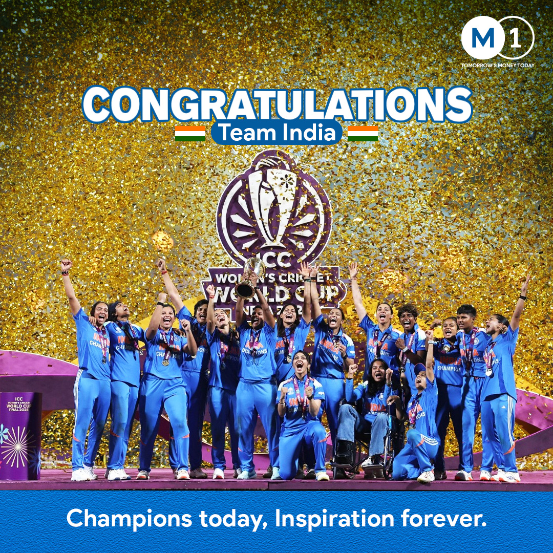 M1xchange's tweet image. Celebrating the historic triumph of the #IndianWomenCricketTeam, a shining example of resilience, teamwork, and the spirit to go beyond boundaries. At M1xchange, we share the same belief, empowering businesses to move beyond limits, unlock growth, and rise together.
#TeamIndia