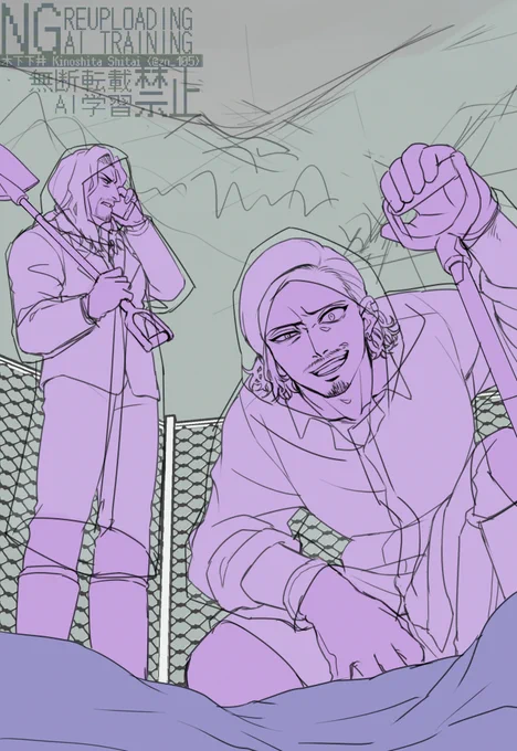 埋められるアングルの絵ずっと描きたかったのやっと描いてる マミヤの髪は何でこんなに描きづらいんですか #wip