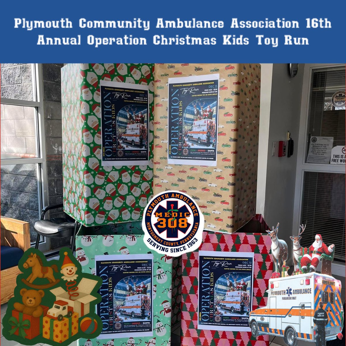 medic308's tweet image. 🚑 16th Annual Operation Christmas Kids Toy Run Collection Boxes Are Ready! If your business, organization would like to host a box to help please reach out! 📦 Now Accepting: Unopened toys No stuffed animals, please. Let’s make this season brighter for the kids. #pcaa #medic308