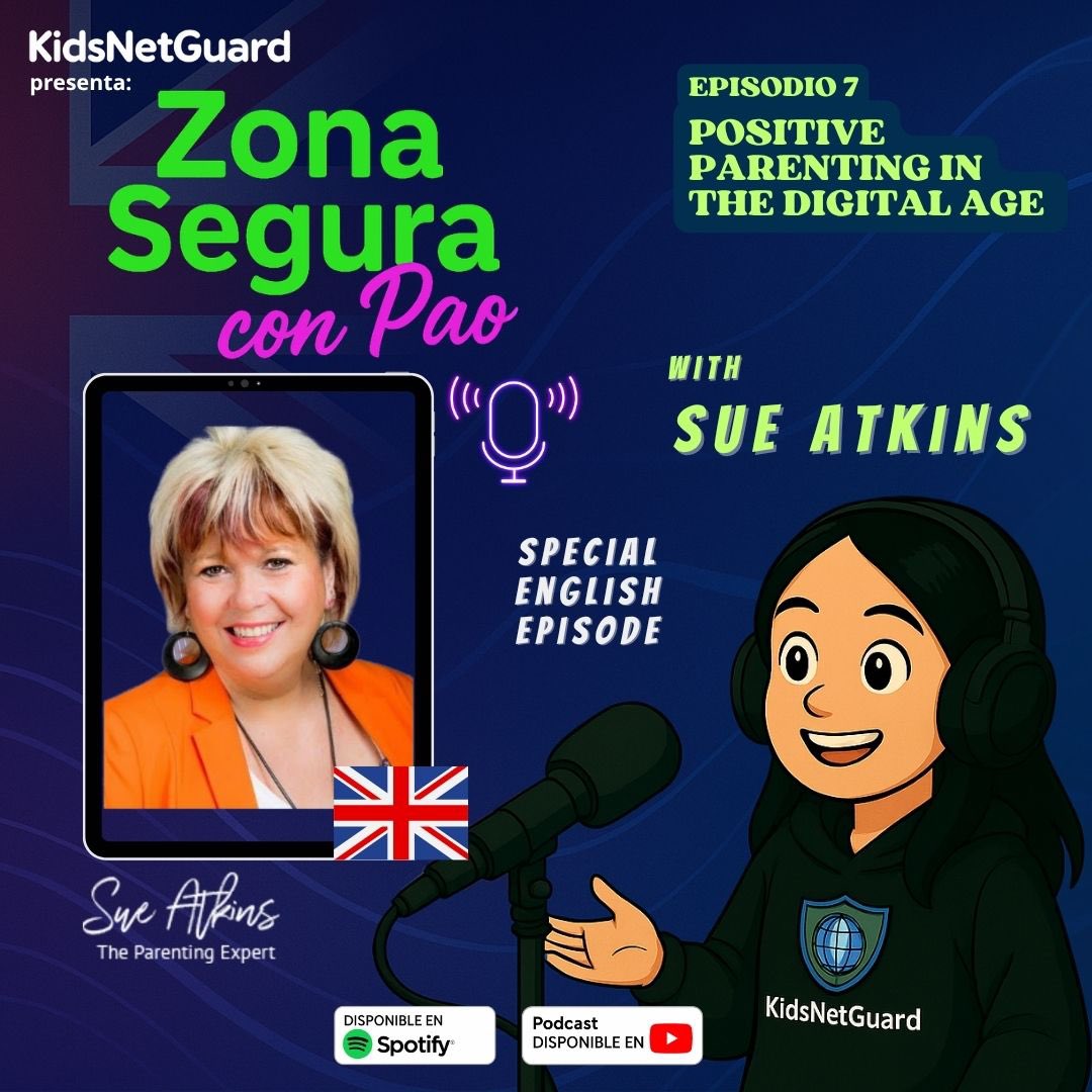 🎙️ Special English Episode
Our young host Pao interviews <a href="/SueAtkins/">Sue Atkins 👶🏽👧📱🎧📚</a>, global expert in Positive Parenting 🇬🇧.

 Listen on <a href="/kidsnetguard/">Kidsnetguard</a> Zona Segura con Pao!

🔗 open.spotify.com/episode/6OlGO2…

A warm chat about raising happy &amp; safe kids in the digital world 💚.

#KidsNetGuard #SueAtkins