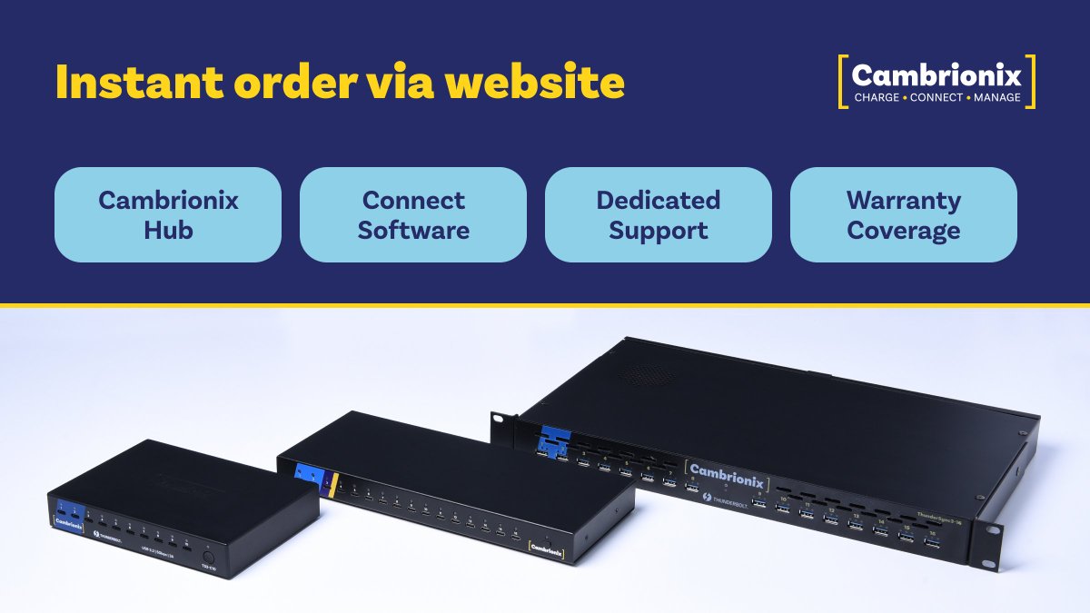 📦 Order Cambrionix hubs, including the new ThunderSync5-C16 PD, directly from our website in just a few clicks, with immediate dispatch.
 
Choose your currency, get instant invoicing, and skip the wait. The hubs ship worldwide without delay 👉🏻 bit.ly/4op4Vtt