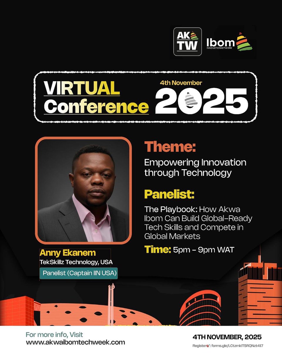 TekskillzTech's tweet image. Calling all tech enthusiasts! 🚀 

Tune in to the Akwa Ibom Virtual Conference 2025 today November 4th. @tekskillztech esteemed CEO, Anny Ekanem, will share insights on empowering our tech future. 

Details in the image! 

#tekskillz #tekskiilztech 
#AkwaIbom #TechConference