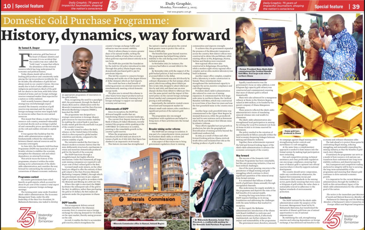 GHANA’S DOMESTIC GOLD PURCHASE PROGRAM: THE HISTORY, DYNAMICS AND WAY FORWARD
Introduction
For centuries, gold has been at the heart of Ghana’s identity and economy. It is no accident that the country was once called the “Gold Coast,” a name that reflects the abundance of the