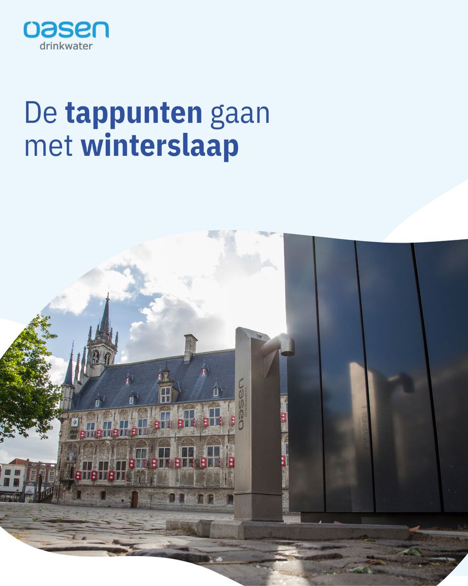 De openbare tappunten voor drinkwater gaan met winterslaap. Om schade door vorst te voorkomen, worden de openbare drinkwatertappunten deze week tijdelijk afgesloten. In het voorjaar worden ze weer aangesloten, zodat je opnieuw kunt genieten van vers drinkwater onderweg.