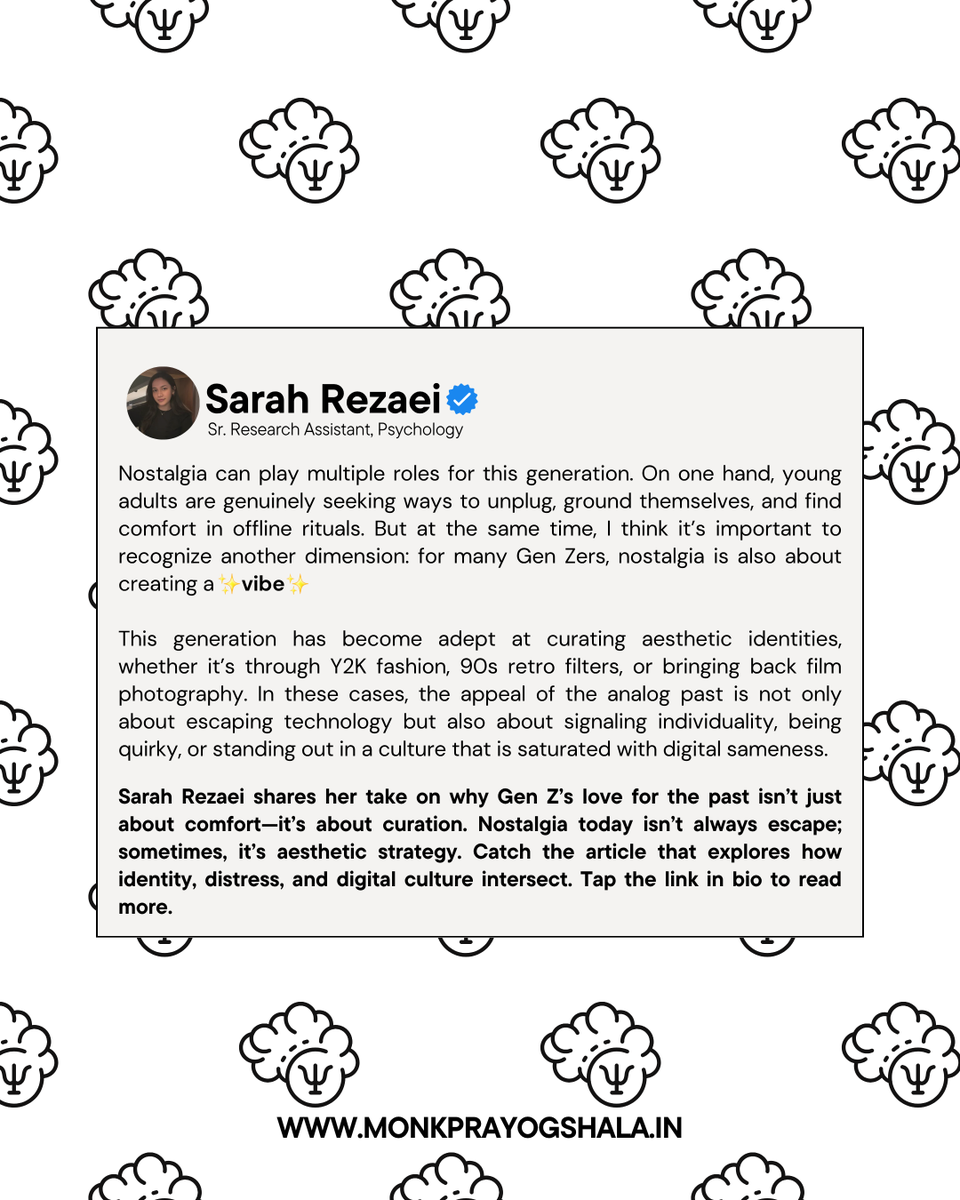 monkprayogshala's tweet photo. Is nostalgia Gen Z’s way of standing out?

Sarah Rezaei shares her take on 'Why Gen Z Is Resurrecting the 1990s' — exploring how nostalgia today isn’t always escape; sometimes, it’s aesthetic strategy.

Link: https://t.co/PkWcl04Z6l https://t.co/uw1Si3xTHE
