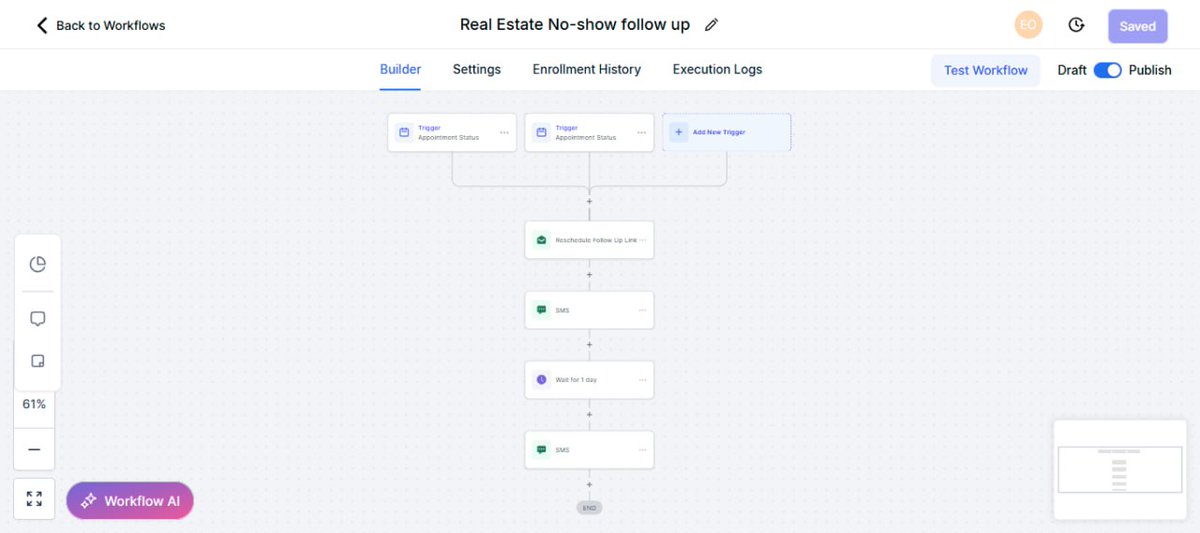 nonyeogor's tweet image. Tired of chasing no-shows? 
I let automation handle it.
When someone misses a call, GoHighLevel instantly sends a reschedule link + gentle SMS reminders.
Now I turn “missed” appointments into new opportunities. 
#RealEstateAutomation #GoHighLevel #GoHighLevelAutomations