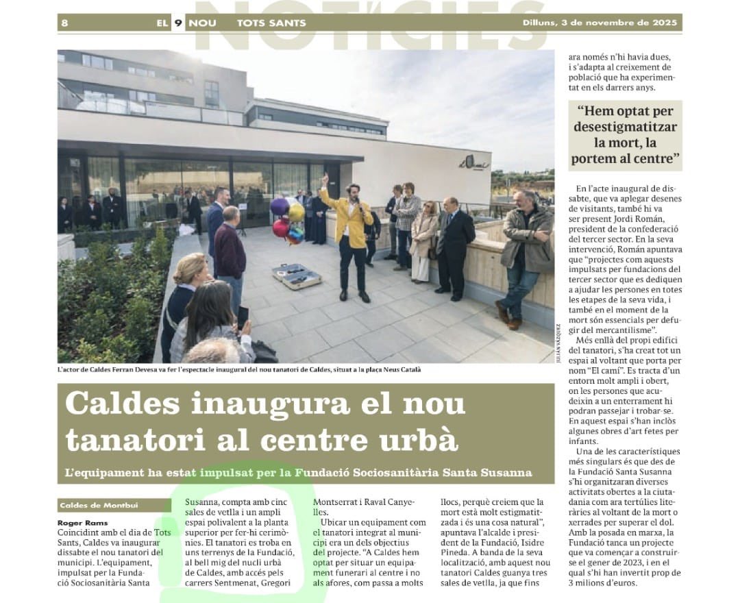 amcuanna's tweet photo. Caldes, amb 18.000 habitants, inaugura un tanatori amb 5 sales de vetlla. Serà gestionat per una fundació social local, que també l'ha impulsat, defugint de les macroempreses que fan negoci amb la mort.
La Garriga: 17.300 habitants i creixent. 3 sales. Gestió privada. https://t.co/xaTDTBTkBg