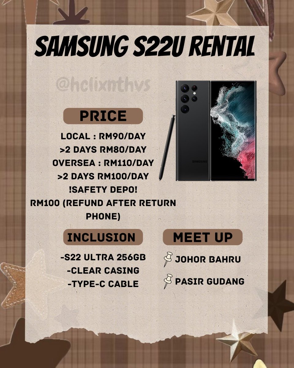 hclixnthvs's tweet image. .𖥔 ݁ ˖🛸── S22U RENTAL BY @hclixnthvs [FOR RENT]

📩DM for any inquiries / to book

Help rt &amp;amp; feel free to share with your friends~