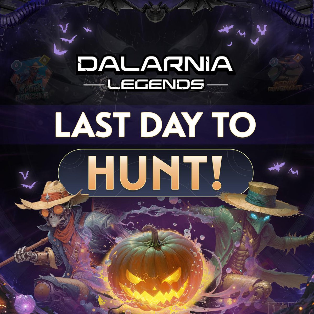 dalarnialegends's tweet image. It&apos;s Now or Never!

The Great Pumpkonium Hunt ends TONIGHT (Nov 3, 23:59 UTC). This is your last chance to collect those Pumpkoniums and earn the exclusive #DalarniaLegends Halloween Cardback and Gameboard NFTs!

Game link in bio 🎃
