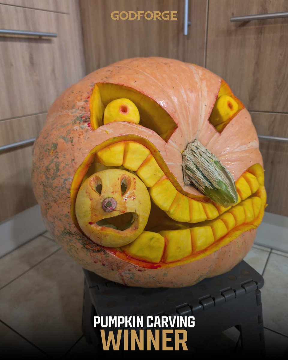 GodforgeGame's tweet image. 🎃 The results are in!

Our Discord Pumpkin Carving Contest was 🔥 — even Godforge-inspired!
🏆 Congrats to CrazyChickenLady, UnboundSage &amp;amp; Phusion — enjoy your shirts! 👕

More events live now 👉 discord.com/invite/fateles…