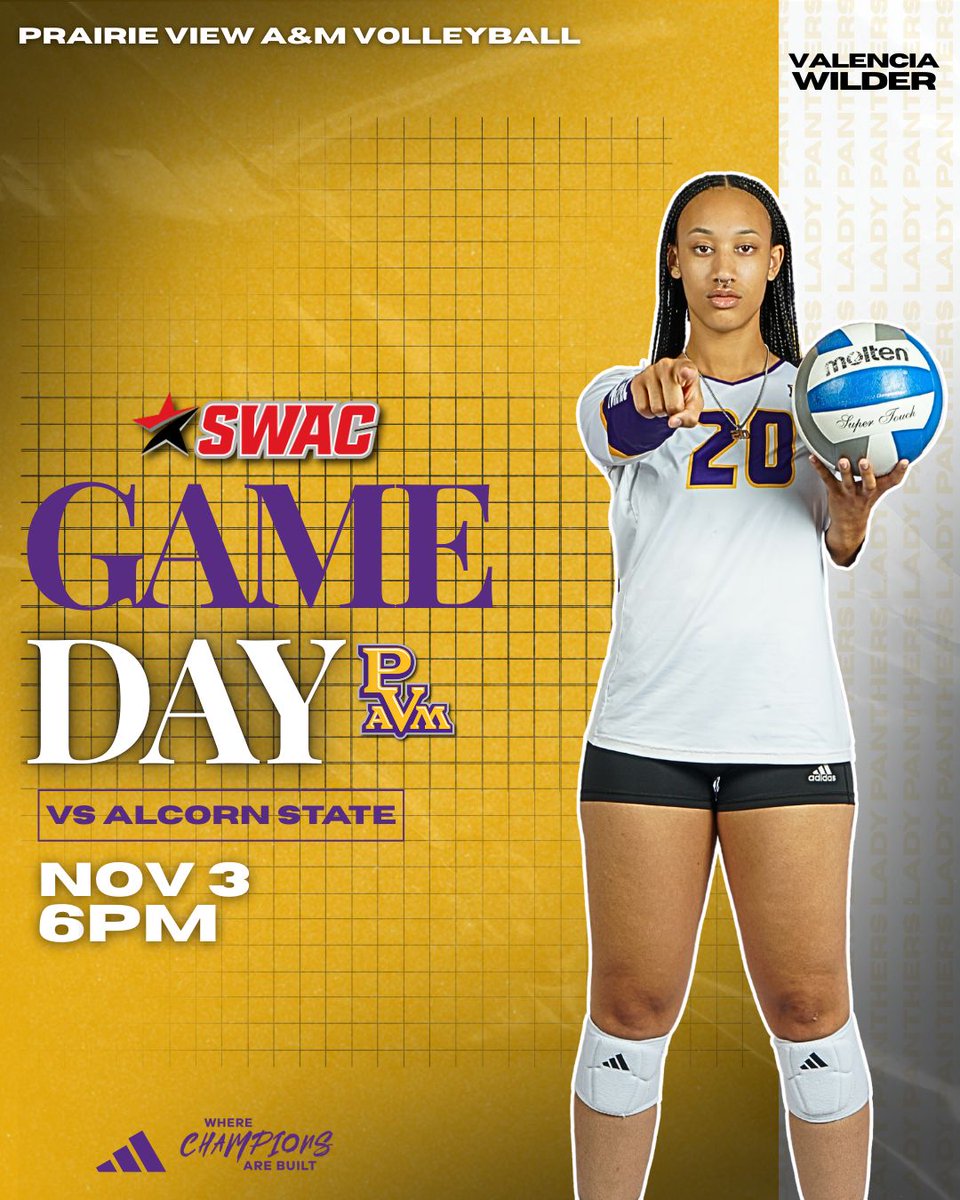 PVAMVBALL: 🏐 GAMEDAY!

The Lady Panthers face Alcorn State TONIGHT at 6 PM in the Baby Dome! 💜

It’s Professor Appreciation Night — come celebrate our faculty &amp; cheer on PVAMU! 🙌

📺 bit.ly/4oNxKiT

📊 bit.ly/47AYVGN

#PVAMU #PVVolleyball #PVPanthers